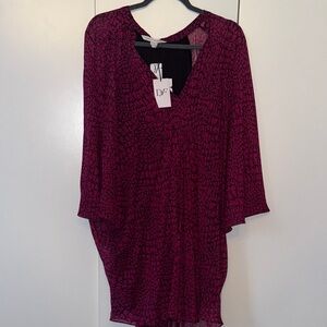 Diane Von Furstenberg Women's Magenta Long Sleeve Dress